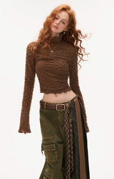 Brown turtleneck tops